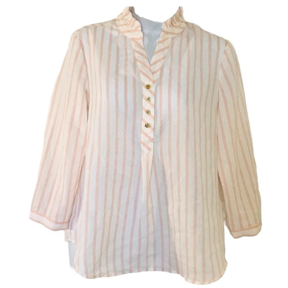 Anne Klein 3/4 Sleeves Striped Blouse Size SP